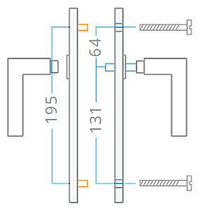 Dveřní kování ACT Heda UŠ (NEREZ), klika-klika, Otvor pro obyčejný klíč BB, AC-T Nerez, 72 mm