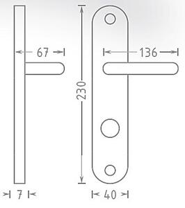 Dveřní kování ACT Heda OV ECO (NEREZ), klika-klika, Otvor pro obyčejný klíč BB, AC-T Nerez, 72 mm