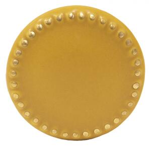 Žlutá keramická úchytka ze zlatými puntíky Lennaert – 4x3 cm