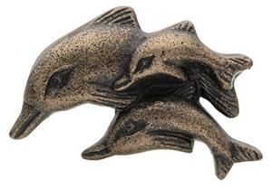 Sada 4ks černá kovová úchytka s patinou delfín Rohais – 6x4x4 cm