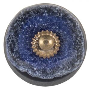 Modro-šedá keramická úchytka s mramorováním – 4 cm