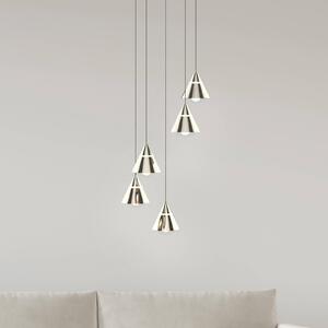 Trio Lighting Závěsné světlo LED Romeo, Ø 28 cm, niklová barva, kov, 5 svítidel., Hliník / šedá / zinek, Obývací pokoj / jídelna, kov, Moderní