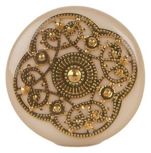 Béžová úchytka se zlatým ornamentem Teuntje – 3 cm