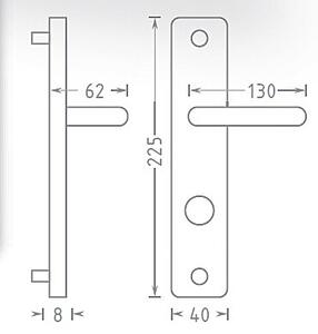 Dveřní kování ACT Lida HR ECO (NEREZ), klika-klika, Otvor pro obyčejný klíč BB, AC-T Nerez, 72 mm