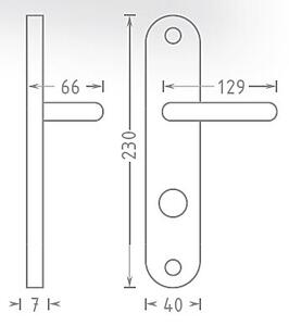 Dveřní kování ACT Luka OV ECO (NEREZ), klika-klika, Otvor pro obyčejný klíč BB, AC-T Nerez, 72 mm