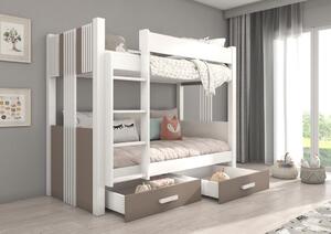 Patrová postel Arta - 90x200 cm : Bílá/Trufla Bílá/Trufla 90x200 cm
