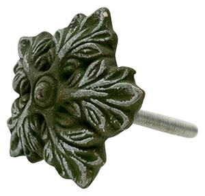 Sada 4ks keramická zelená úchytka s patinou ve tvaru květiny Veerle – 5x5x3 cm