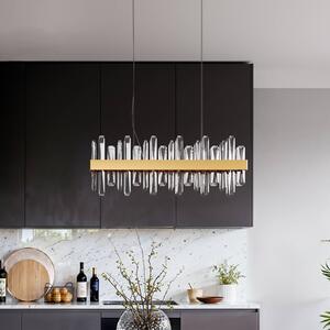 By Rydéns Rydens LED závěsné světlo Triumph Bar, 80 cm, mosaz, čiré, Čirá / transparetní, Obývací pokoj / jídelna, Sklo, Moderní