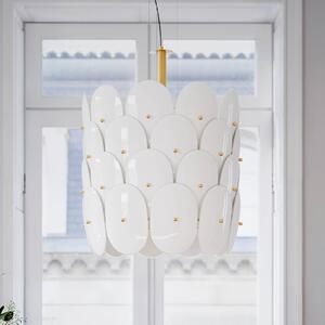 By Rydéns Závěsné světlo Rydens Omlott, mosaz/bílá, Ø 50 cm, stmívatelný, Bílá / opál, Obývací pokoj / jídelna, Sklo, Design