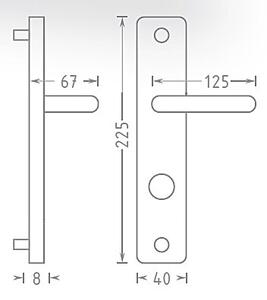 Dveřní kování ACT Sira HR ECO (NEREZ), klika-klika, Otvor pro obyčejný klíč BB, AC-T Nerez, 72 mm