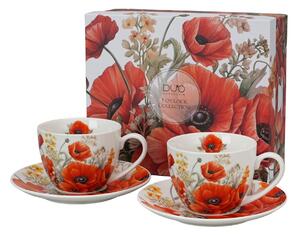 Porcelánový šálek s podšálkem Poppies 270 ml sada 2ks