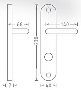 Dveřní kování ACT Pipa OV ECO (NEREZ), klika-klika, Otvor pro obyčejný klíč BB, AC-T Nerez, 72 mm