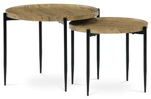 Set 2ks konferenčních stolů, MDF dekor divoký dub, černé kovové nohy