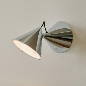 Tom Dixon LED nástěnné světlo Pose, stříbrné, 21 cm, plast, stmívatelný, Chrom / stříbro, Obývací pokoj / jídelna, kov, Design, Nástěnné svítidlo