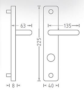 Dveřní kování ACT Una HR ECO (NEREZ), klika-klika, Otvor pro obyčejný klíč BB, AC-T Nerez, 72 mm