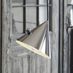 Tom Dixon LED závěsné světlo Pose, stříbrné, Ø 25 cm, ocel, stmívatelné, stmívatelný, Chrom / stříbro, Obývací pokoj / jídelna, kov, Design