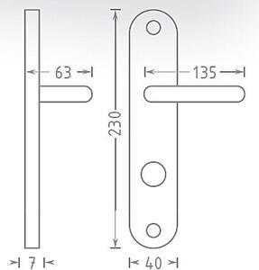 Dveřní kování ACT Una OV ECO (NEREZ), klika-klika, Otvor pro obyčejný klíč BB, AC-T Nerez, 72 mm