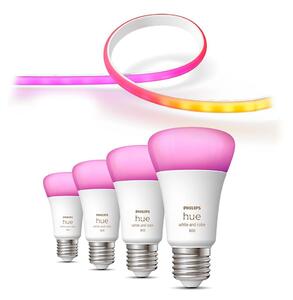 SADA-LED RGBW Stmívatelný pásek Philips Hue 2m 20W/230V + 4xLED Žárovka E27/6,5W