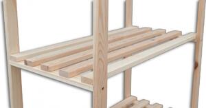 Regál dřevěný laťkový 40 x 75 x 210 cm, 6 polic - přírodní