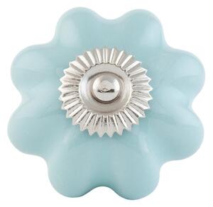 Modrá keramická úchytka Květina – 4 cm