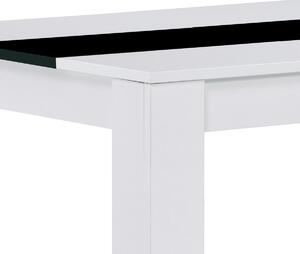 Jídelní stůl 138x80x75, MDF, bílé lamino, dekorativní černý pruh - AT-B140 WT1