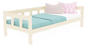 Dětská jednolůžková postel FENCE 4v1 se zábranou - Béžová, 90x160 cm, S otevřeným vstupem