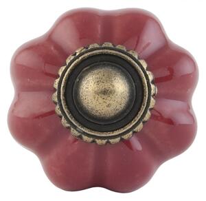Keramická červená úchytka ve tvaru květiny – 3 cm