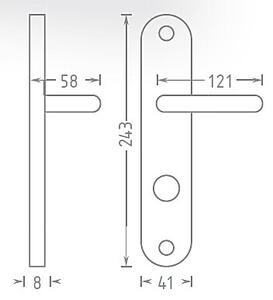 Dveřní kování ACT Beta OV (MATNÝ NIKL), klika-klika, Otvor pro obyčejný klíč BB, AC-T Matný nikl, 72 mm