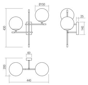 Redo 01-2947 - Nástěnné svítidlo ESSENTIAL 2xE14/28W/230V