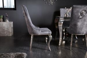 Zámecká židle MODERN BAROCCO S RUKOJETÍ šedá samet Nábytek | Jídelní prostory | Jídelní židle | Všechny jídelní židle