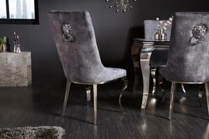 Designová židle Rococo Lví hlava šedá / chróm