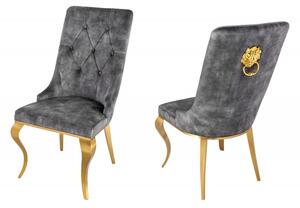 Židle MODERN BAROCCO GOLD S RUKOJETÍ šedá samet Nábytek | Jídelní prostory | Jídelní židle | Všechny jídelní židle