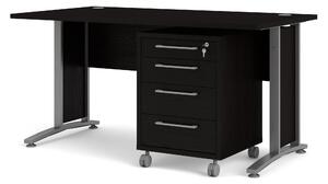 Černý kancelářský stůl s pojízdným kontejnerem Prima 80400/35 - TVI