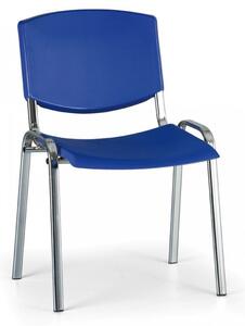 Konferenční plastová židle, modrá Biedrax Z8994M, podnož chromovaná