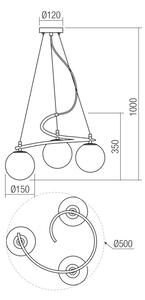 Redo 01-2716 - Lustr na lanku VOLLEY 3xE14/28W/230V černá