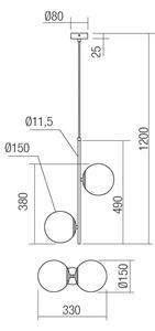 Redo 01-2625 - Lustr na lanku NIVA 2xE14/28W/230V