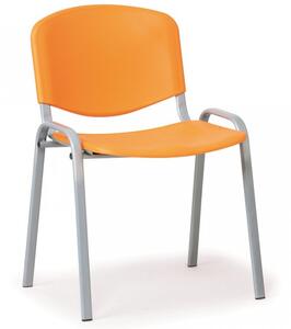 Konferenční plastová židle, oranžová Biedrax Z9522O, podnož šedá