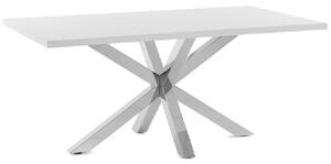 Bílý jídelní stůl Kave Home Argo 180 x 100 cm s nerezovou podnoží