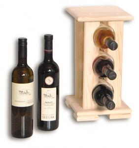 Dřevěný stojan na víno pro 3 láhve - SV3