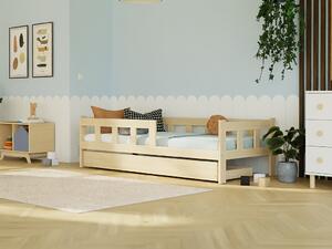 Dětská jednolůžková postel FENCE 4v1 se zábranou a úložným šuplíkem - Petrolejová, 140x200 cm, S jednou zábranou