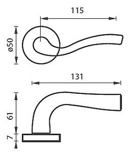 Dveřní kování MP Arch-R (F9), klika-klika, Otvor na cylindrickou vložku PZ, MP F9 (hliník nerez)