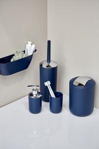 Uzavíratelný zásobník na WC BRASIL, barva modrá + štětka WC, WENKO