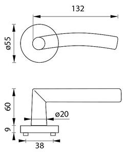 Dveřní kování MP Swing - R (BN - Broušená nerez), klika-klika, Bez spodní rozety, MP BN (broušená nerez)
