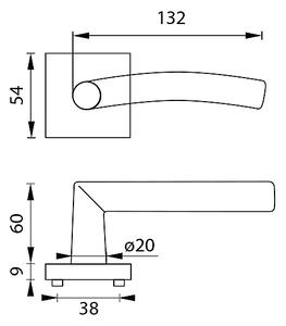 Dveřní kování MP Swing-HR (BROUŠENÁ NEREZ), klika-klika, Otvor pro obyčejný klíč BB, MP BN (broušená nerez)