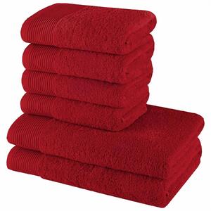 Sada 6 kusů bavlněných osušek a ručníků Bella červená EMI