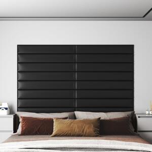 Nástěnné panely 12 ks černé 90 x 15 cm umělá kůže 1,62 m²