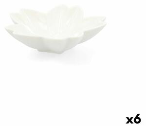 Podnos na aperitivy Quid Select Květina Keramický Bílý (6 kusů) (Pack 6x)