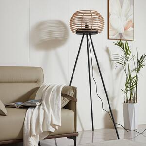 Stojací lampa Lindby Ediz, vícevrstvé dřevěné stínidlo