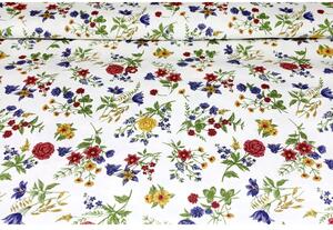 Dekorační látka Bavlna Luční květiny, š. 140 cm Vícebarevná Vzorek (10x10 cm +/-1 cm)