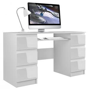 Liore Počítačový stůl KUBA bílý lesk